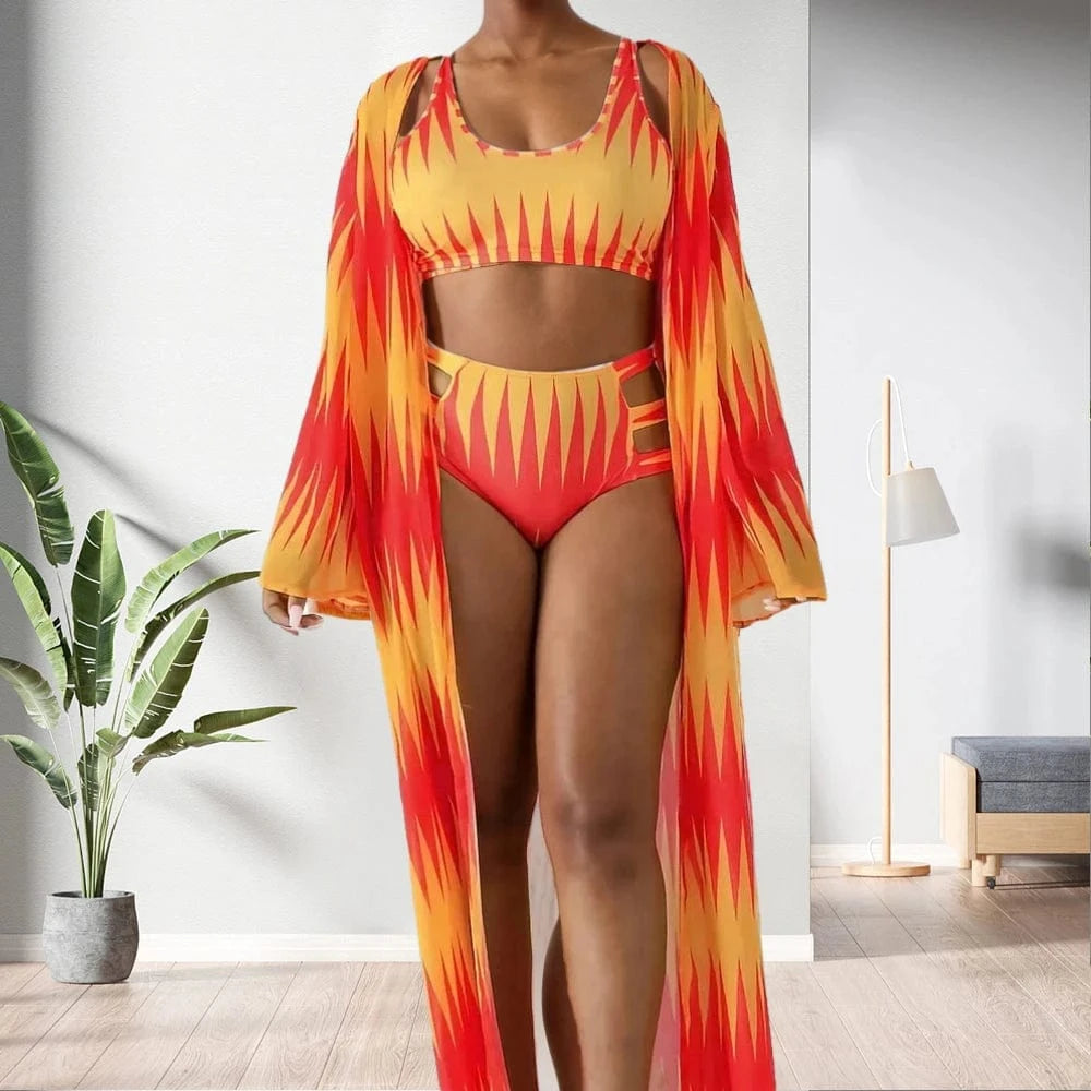 90622-MX69 popular printed womens 3 piece swimsuit new arrival 2019