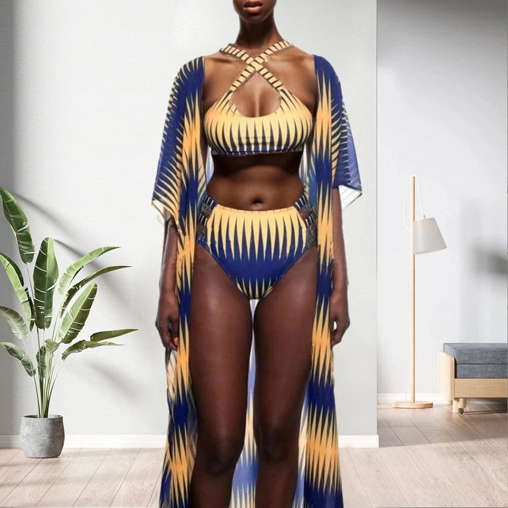 90622-MX69 popular printed womens 3 piece swimsuit new arrival 2019