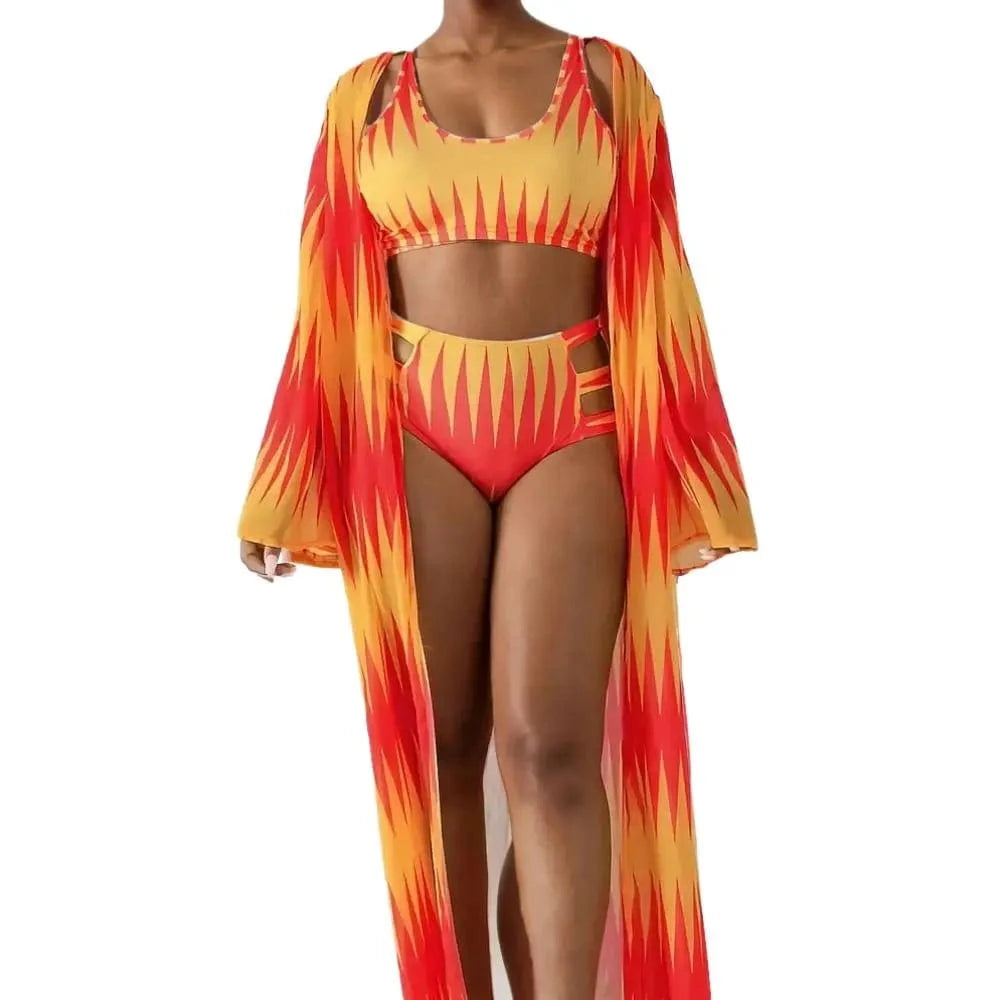 90622-MX69 popular printed womens 3 piece swimsuit new arrival 2019