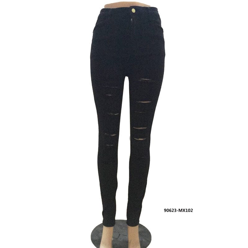 90623-MX102 summer new look womens pencil ripped jeans