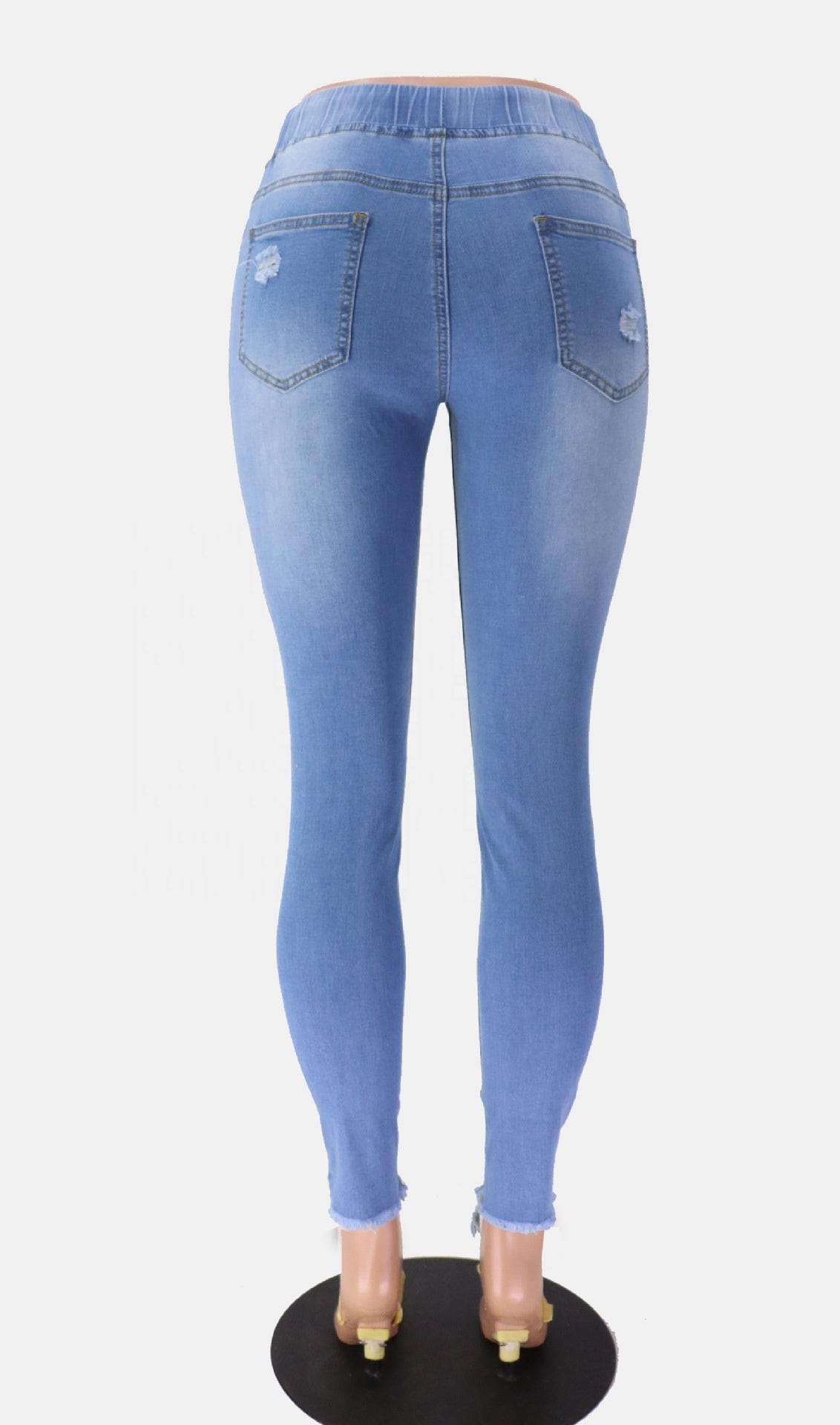 9067 New casual spring 2023 women clothes stretch ladies trousers elastic high waist pencil jeans denim pants ripped jeans women