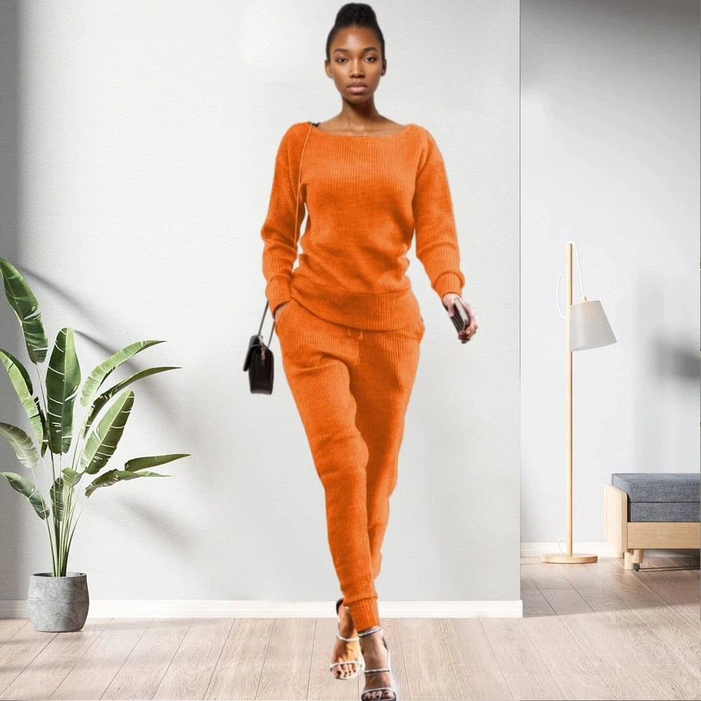 90905-MX61 autumn new arrival 12 colors two piece knitted jumpsuit woman