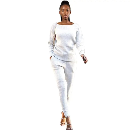 90905-MX61 autumn new arrival 12 colors two piece knitted jumpsuit woman