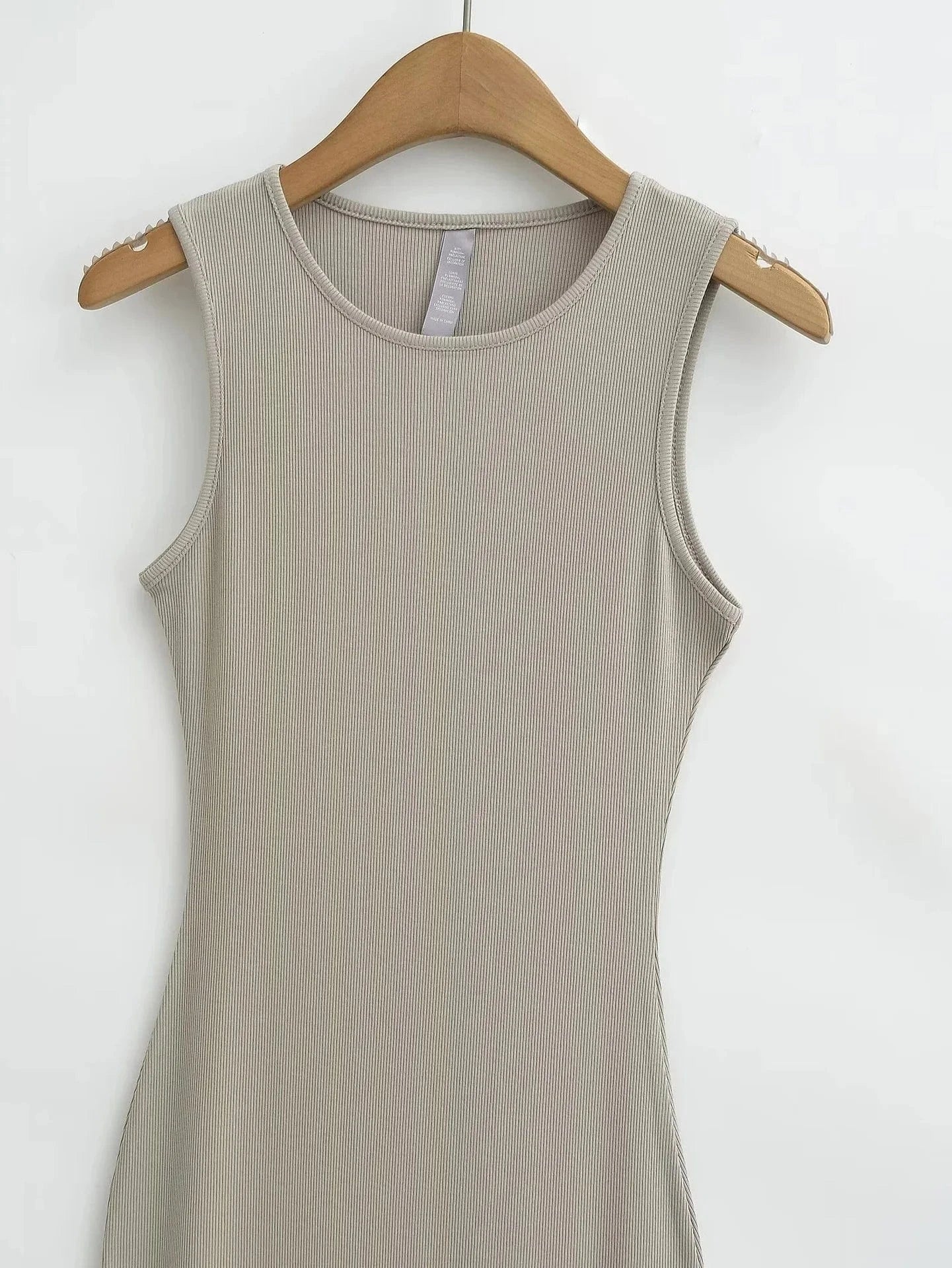 91% Modal 9% elastane Ribbed Women Sleeveless Tank top Dress Bodycon solid Women Long dress
