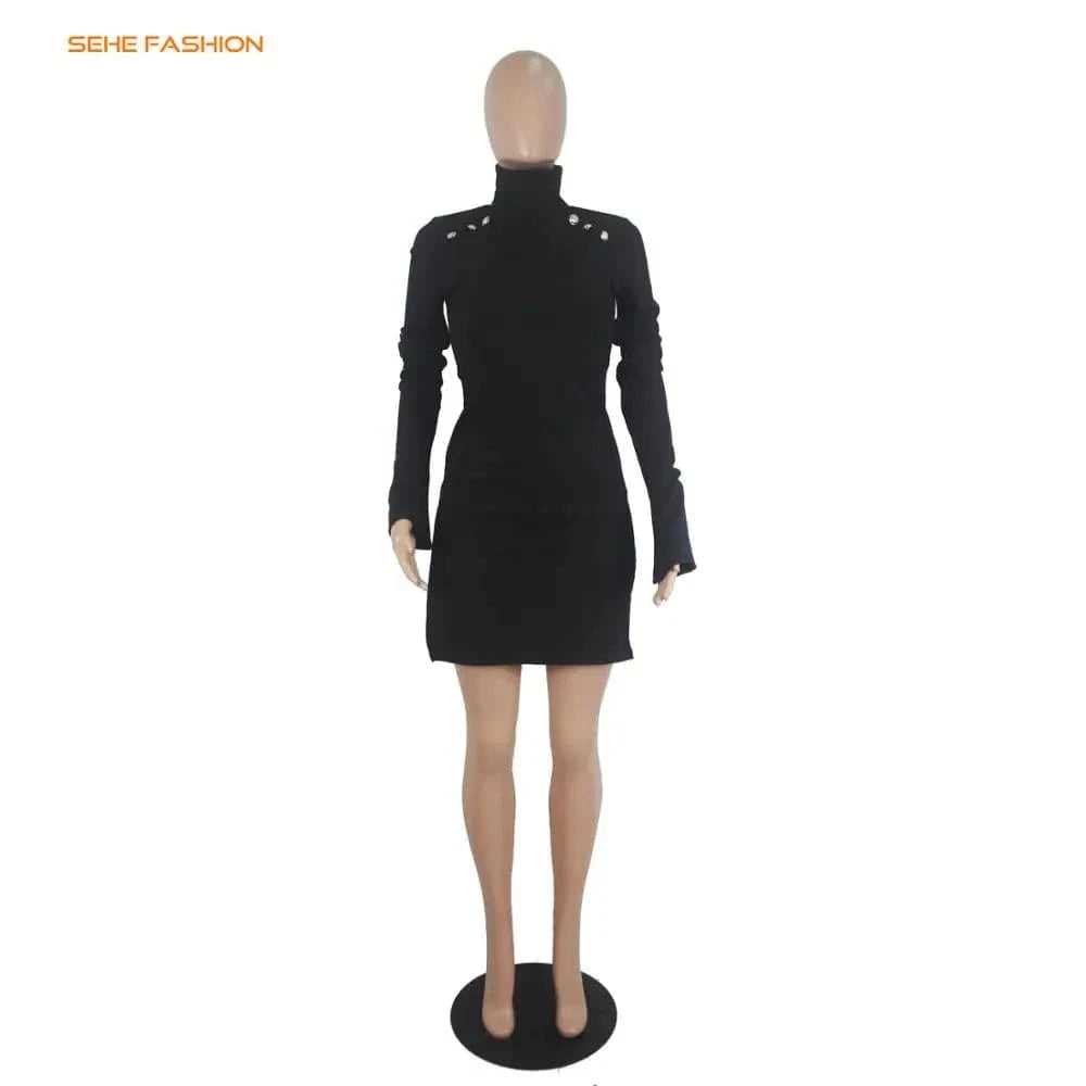 91206-MX62 sehe fashion black series hot short women bodycon dress girls