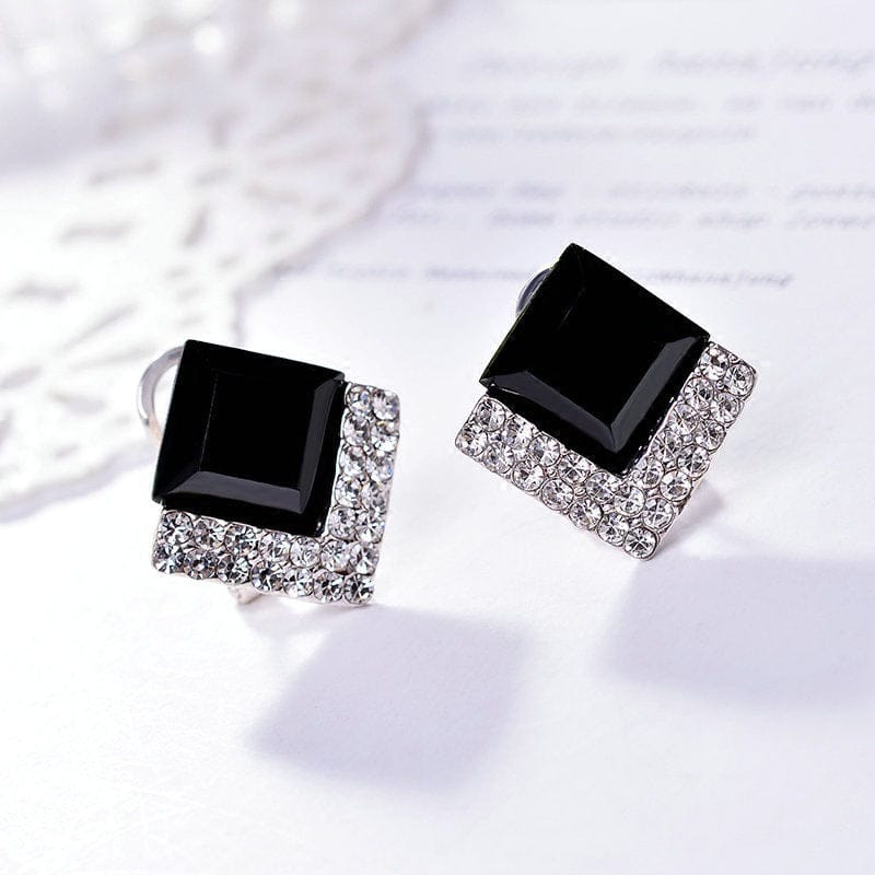 925 Silver Color Jewelry Diamond Earring Women Blue Square Diamond Blue Topaz Sapphire Garnet Earring 925 Gemstone Orecchini