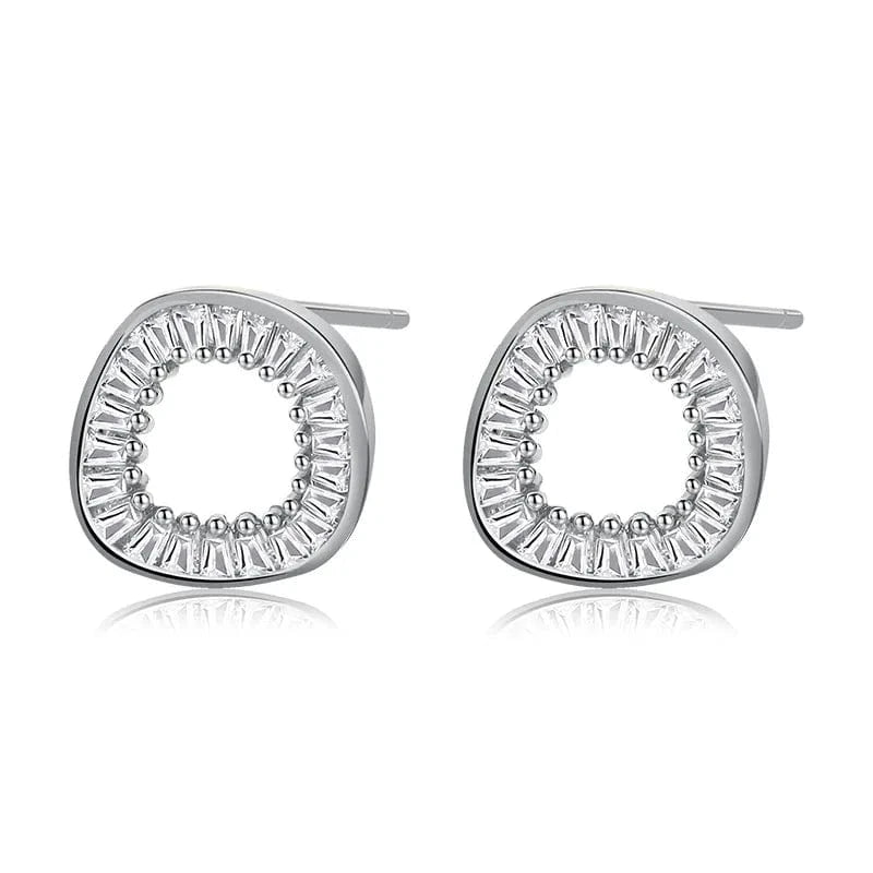 925 silver minimalist earrings women gold plated 925 sterling silver irregular round shape zircon stud earrings for women