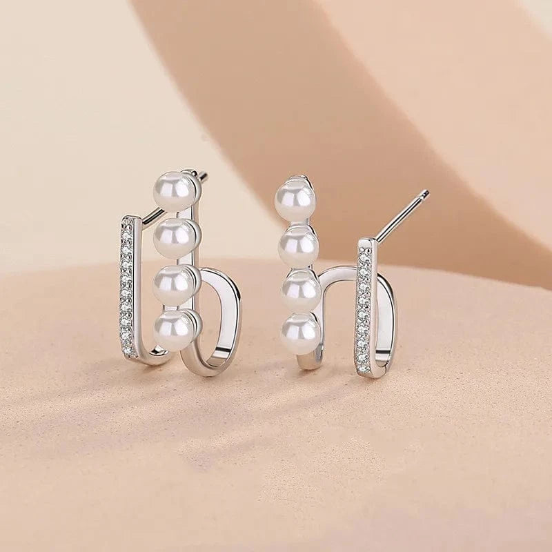 925 silver pearl earrings jewelry gold plated gold plated sterling silver geometric pearl stud earrings for women