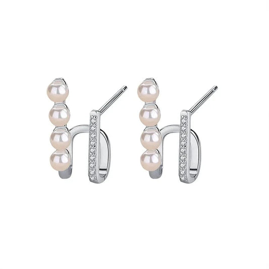 925 silver pearl earrings jewelry gold plated gold plated sterling silver geometric pearl stud earrings for women