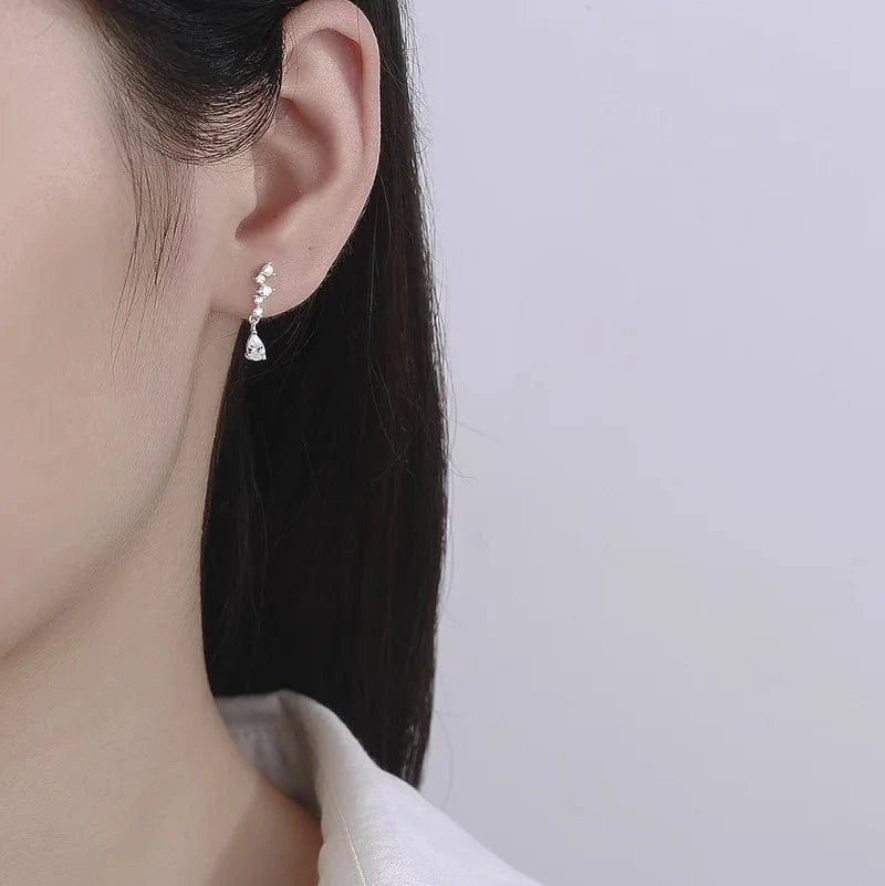 925 sterling silver earring geometric zircon water drop pendant gold plated stud earrings for women