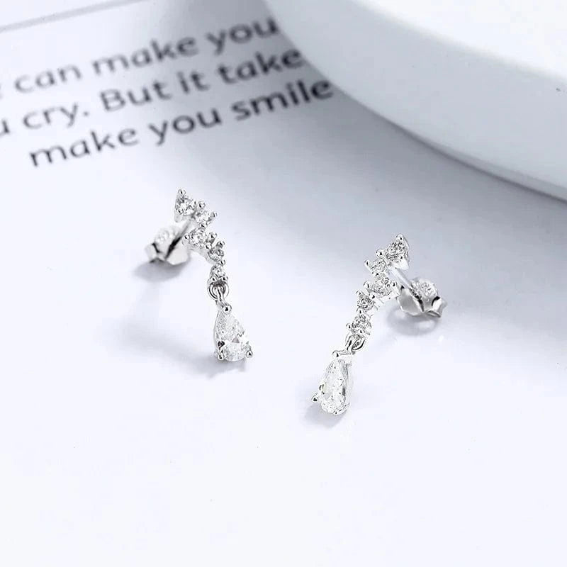 925 sterling silver earring geometric zircon water drop pendant gold plated stud earrings for women