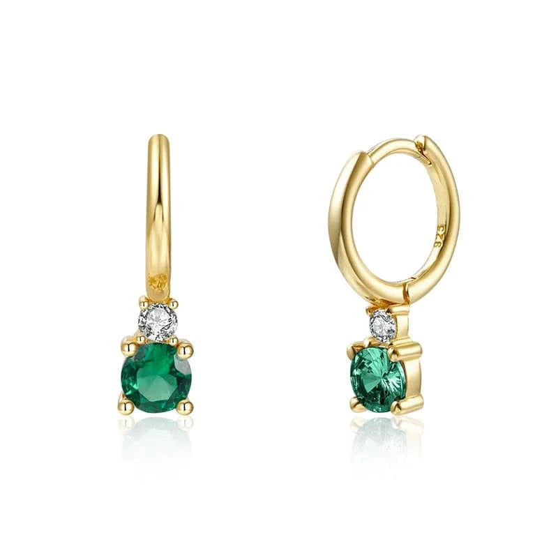 925 sterling silver earrings wholesale multicolored four-claw zircon pendant gold plated hoop earrings jewelry women