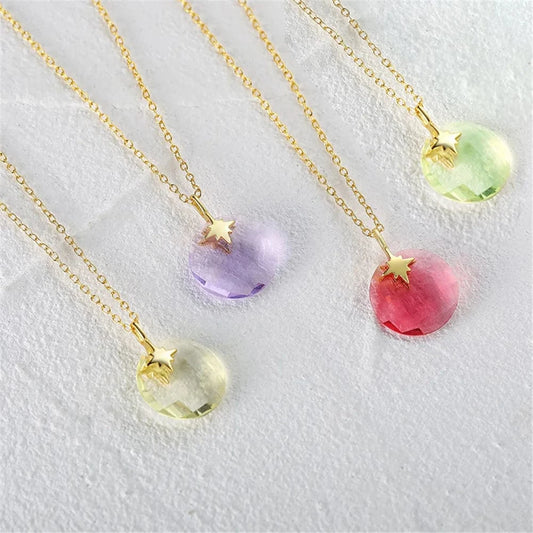 925 sterling silver fashion jewelry necklaces sparkling colored round zircon pendant gold plated necklace jewelry