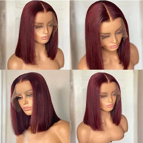 99j Burgundy Bob Wig Straight Human Hair Lace Front Wigs Natural Brazilian virgin hair 99j Short bob wig
