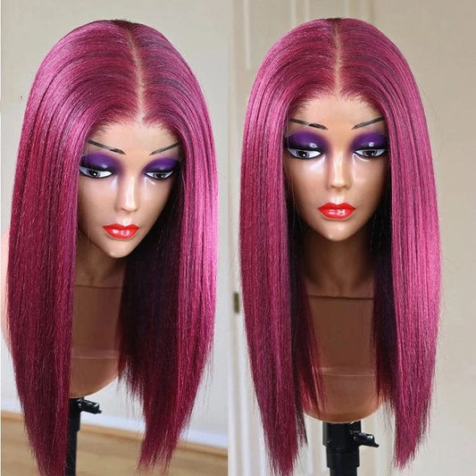 99j Burgundy Bob Wig Straight Human Hair Lace Front Wigs Natural Brazilian virgin hair 99j Short bob wig