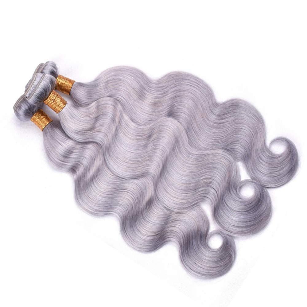 9A Grade Silver Gray Human Hair Virgin Brazilian Hair Weaves 3 Bundles with Closure body wave Colored Grey Human Hair Bundle