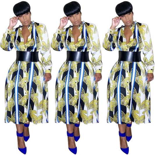 9S03945 hot sell printed casual autumn buttons 2019 New Arrival Woman Lady Fashion Dress