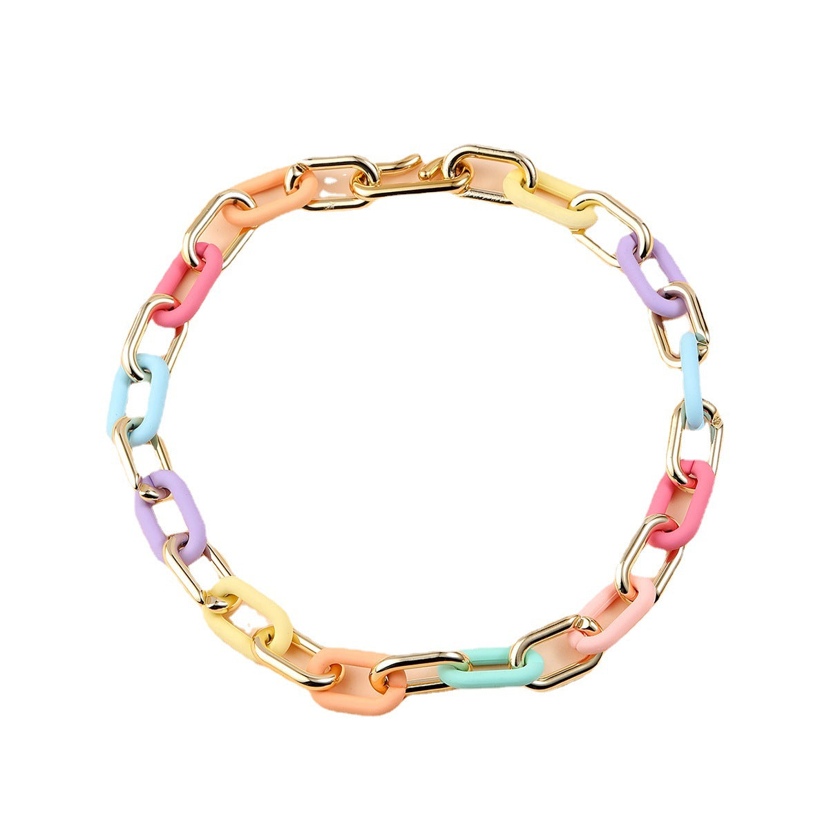Carter Link Chain CARTER LISA Trendy Hip Hop Cuban Link Chain Colorful Rainbow Candy Col ...