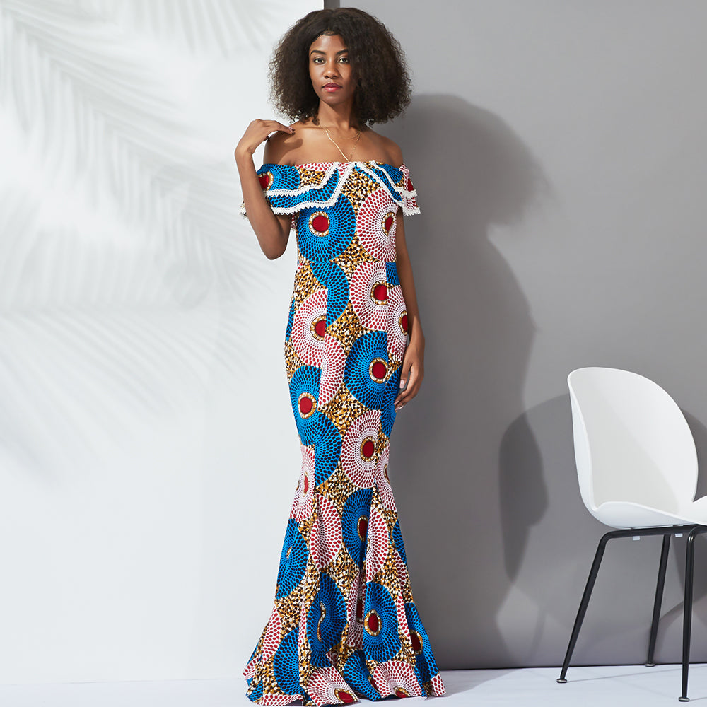Luxury Africa Clothing Fashion Printing Modest Elegant Kitenge Dress D ...