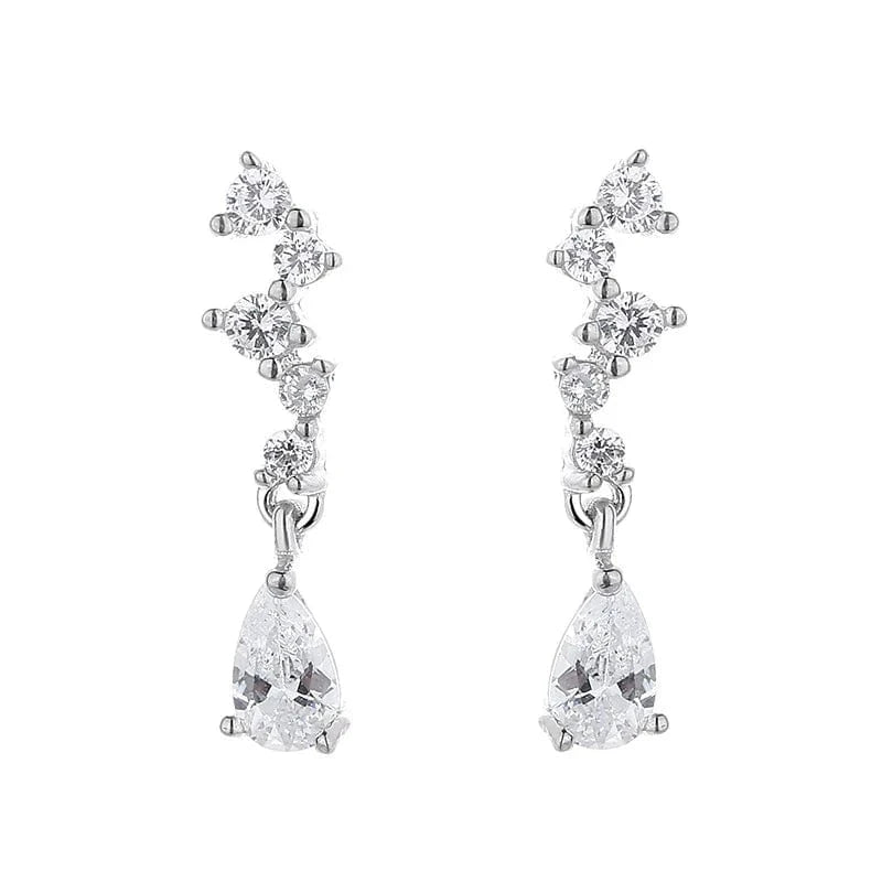 A-08-18 silver 925 sterling silver earring geometric zircon water drop pendant gold plated stud earrings for women