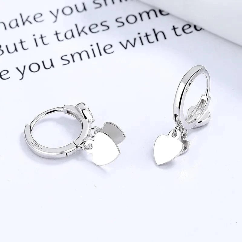 A-17-11 silver, heart fashion jewelry 925 sterling silver love heart star diamond zircon pendant gold plated hoop earrings women Valentine's Day
