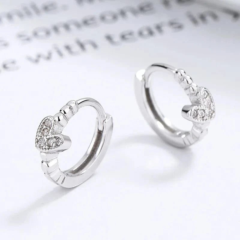 A-51-17 silver fashion jewelry 925 sterling silver love heart diamond zircon gold plated hoop earrings for women Valentine's Day Gift
