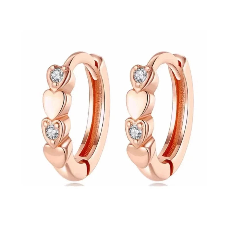 A-52-17 rose gold, big size fashion jewelry 925 sterling silver love heart diamond zircon gold plated hoop earrings for women Valentine's Day