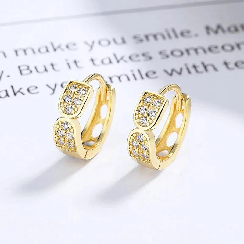 A-62-01 gold American European fine jewelry 925 sterling silver earring geometric full zircon gold plated hoop earrings for women