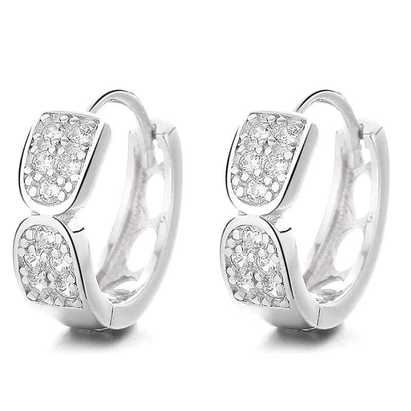 A-62-01 silver American European fine jewelry 925 sterling silver earring geometric full zircon gold plated hoop earrings for women