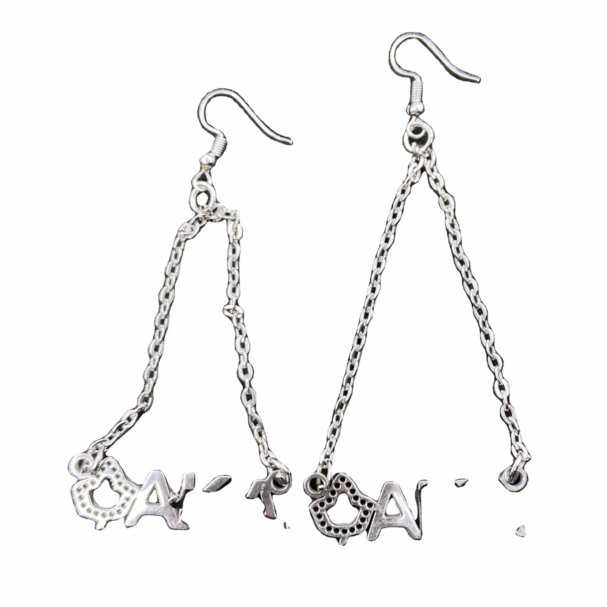 A Greek Letter with Maple Leaf Stainless Steel Charm Drop Dangle Earrings Jewelry