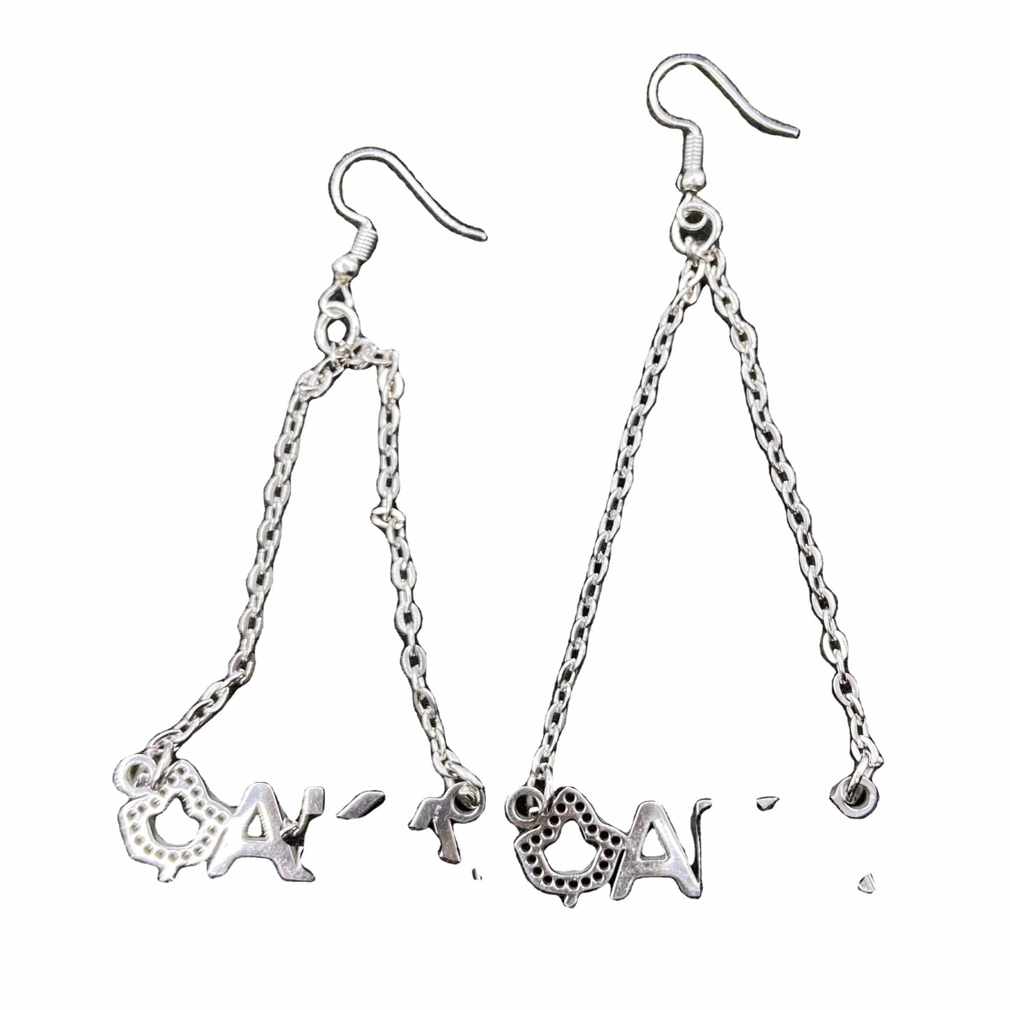 A Greek Letter with Maple Leaf Stainless Steel Charm Drop Dangle Earrings Jewelry