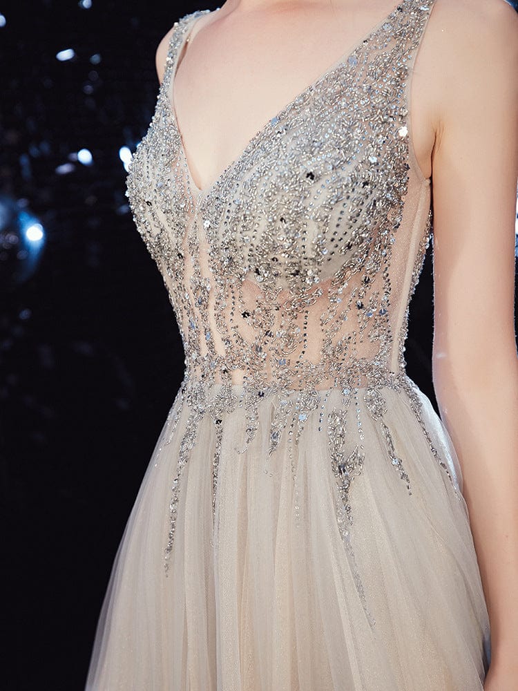 A Line Wedding Dresses Tulle O Neck Backless Floor Length Elegant Mysterious Illusion White Evening dress drop shipping fulfill