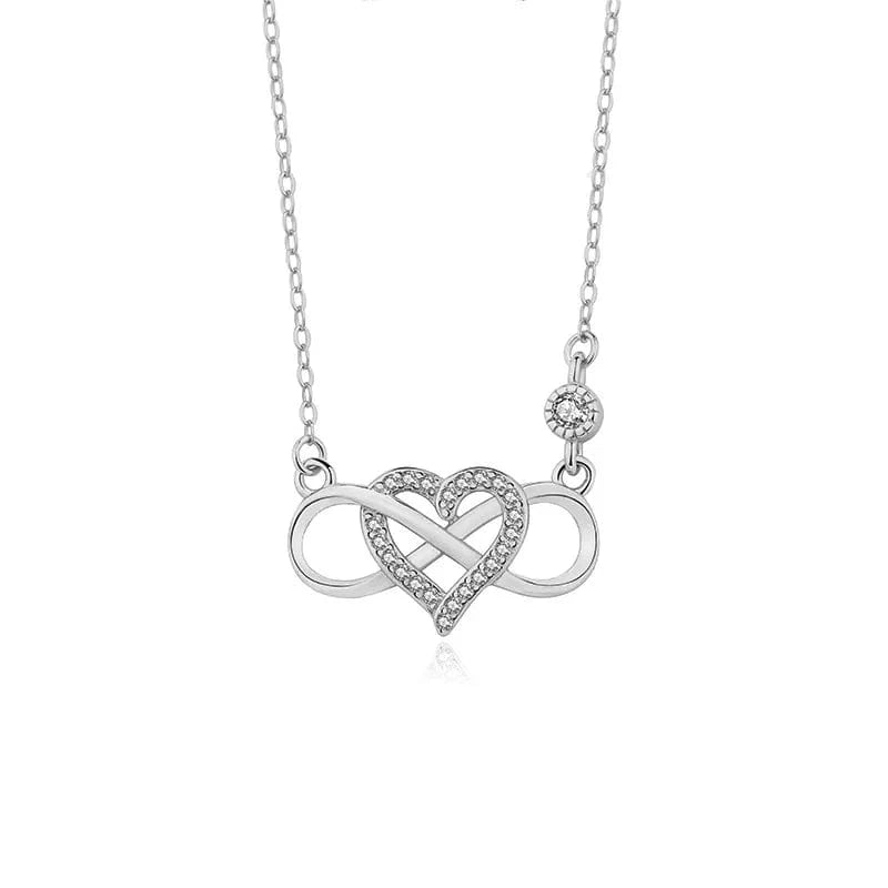 A2308 silver LW10222 Fashion 925 Sterling Silver Necklace Number Eight And Heart Zircon Pendant Gold Plated Necklaces For Women