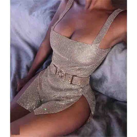 A2891 Migu Garment Slit Diamond dress Wholesale With Belt