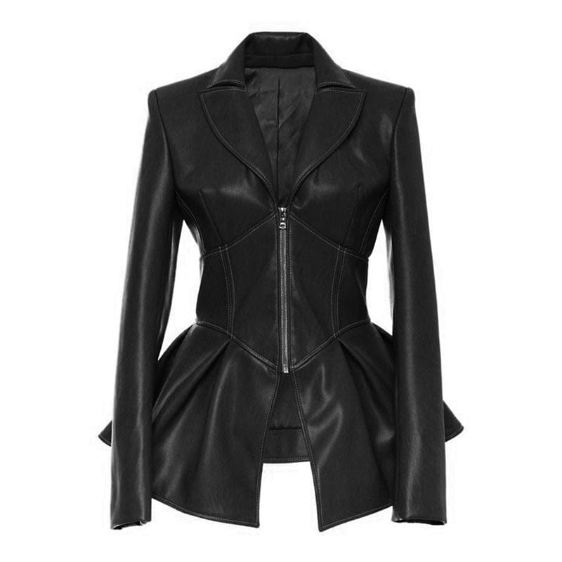 A4133 Autumn Clothing Long Sleeve Zipper Slim Casual PU Leather Jackets Women