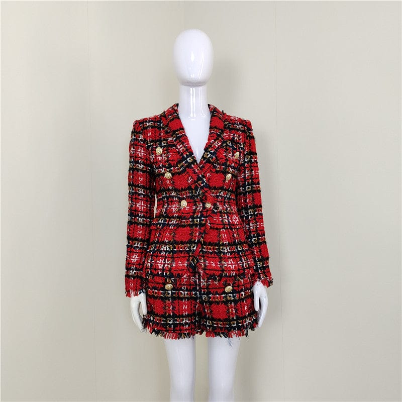 A4389 Migu Garment Tweed Plaid Women Fashion Skirt Two Piece Set Lady Suit