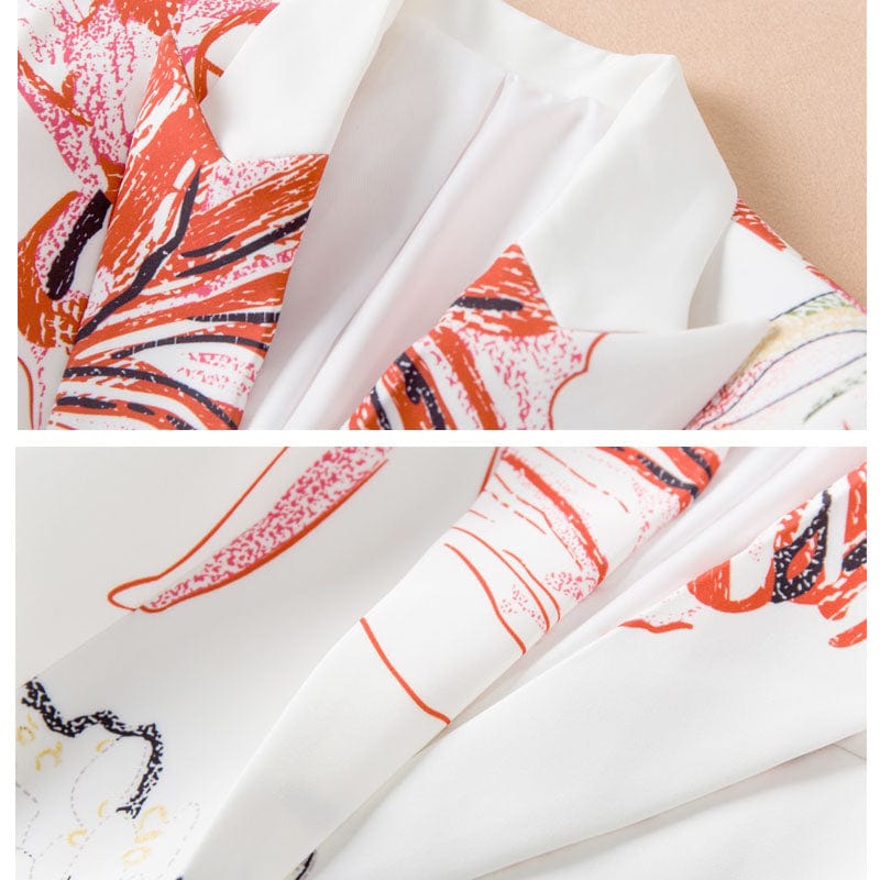 A4410 Migu Garment Office Wear Pattern Print Slim Women Two Piece Set Clothing Coat Pant