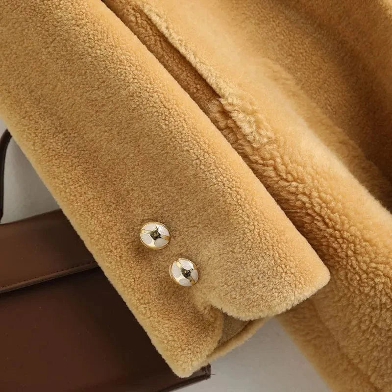 A50035 Pudi women real wool fur coat jacket trench winter warm female sheep shearing over size parkar coats