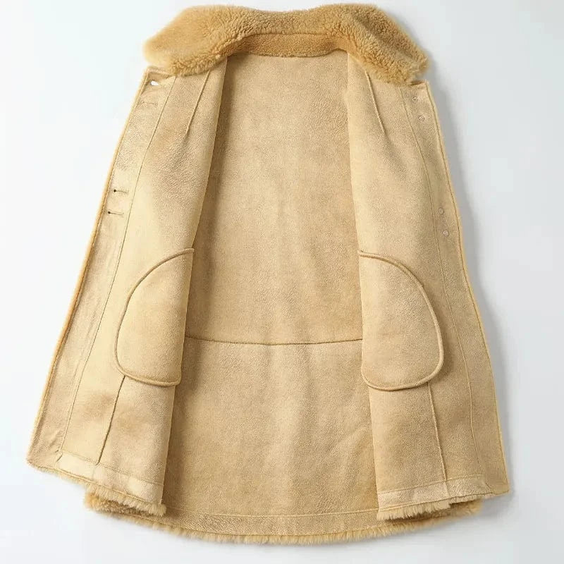 A50035 Pudi women real wool fur coat jacket trench winter warm female sheep shearing over size parkar coats