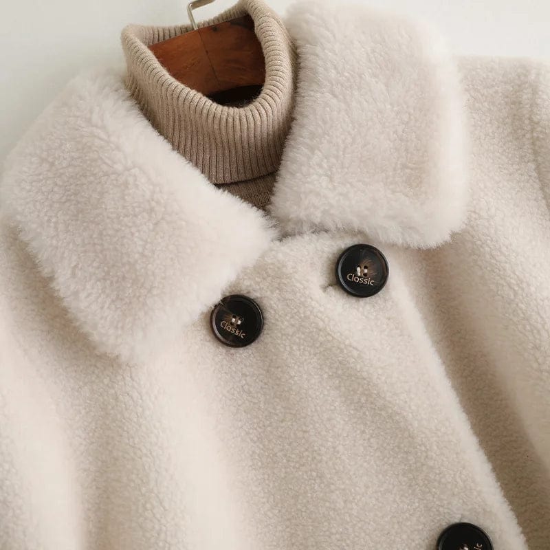 A50042 Pudi women real wool fur coat jacket trench winter warm female sheep shearing over size parkar coats