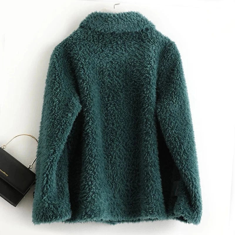 A50047 PUDI women winter real wool fur coat oversize female warm jacket real sheep shearing fur coats lady jacket outerwear