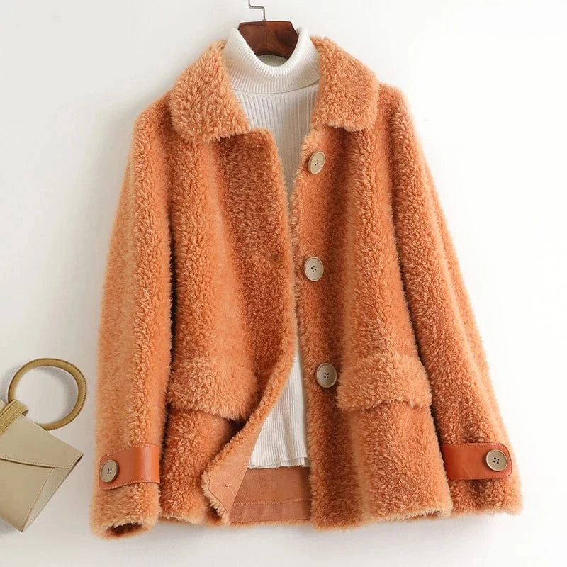A50047 PUDI women winter real wool fur coat oversize female warm jacket real sheep shearing fur coats lady jacket outerwear
