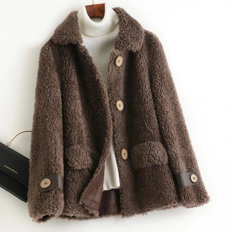 A50047 PUDI women winter real wool fur coat oversize female warm jacket real sheep shearing fur coats lady jacket outerwear