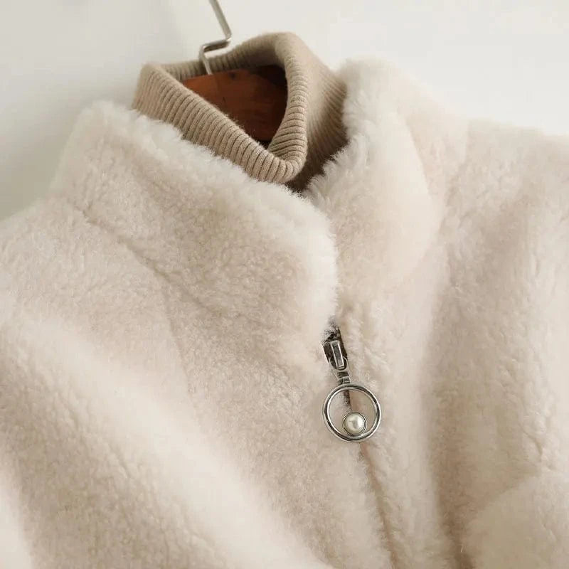 A50049 PUDI women winter real wool fur coat oversize female warm jacket real sheep shearing fur coats lady jacket outerwear