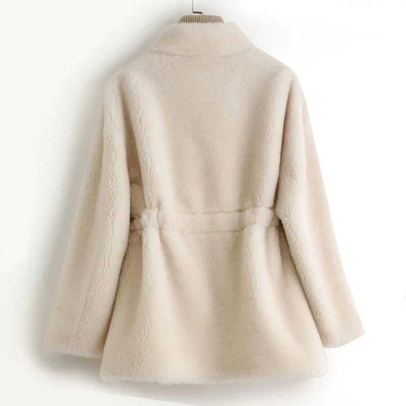 A50049 PUDI women winter real wool fur coat oversize female warm jacket real sheep shearing fur coats lady jacket outerwear