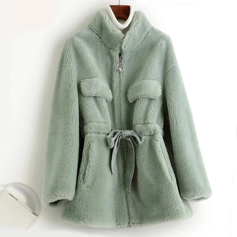 A50049 PUDI women winter real wool fur coat oversize female warm jacket real sheep shearing fur coats lady jacket outerwear