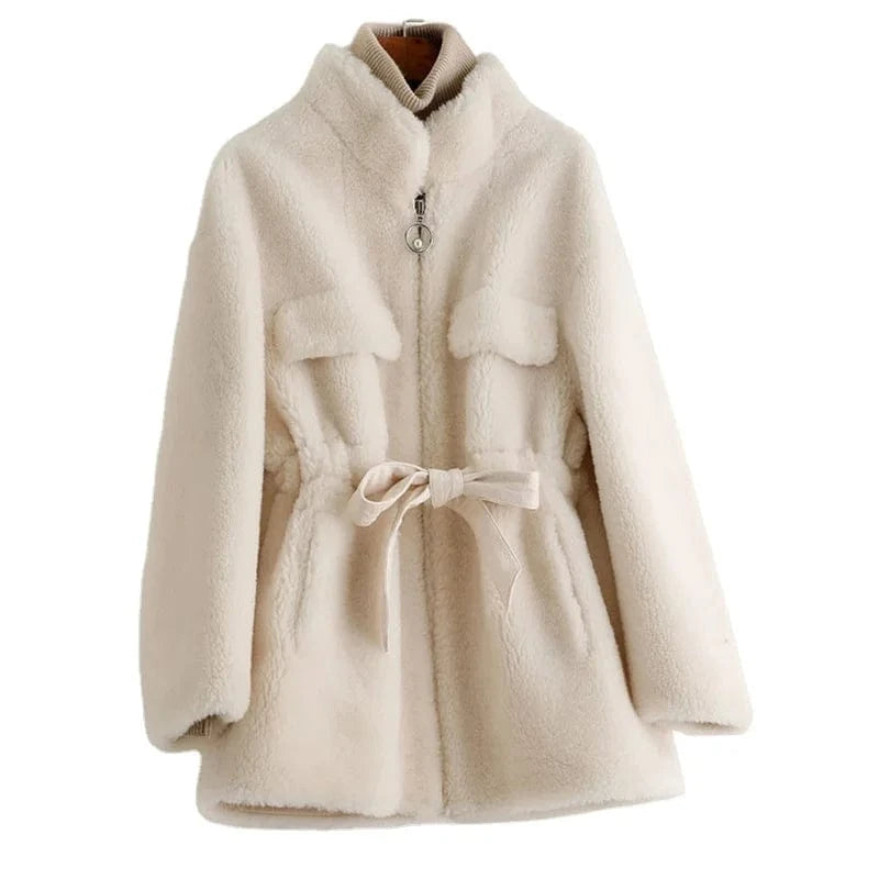 A50049 PUDI women winter real wool fur coat oversize female warm jacket real sheep shearing fur coats lady jacket outerwear