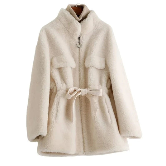 A50049 PUDI women winter real wool fur coat oversize female warm jacket real sheep shearing fur coats lady jacket outerwear