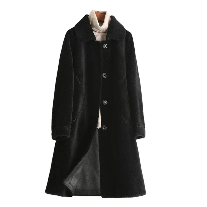 A50052 Pudi women real wool fur coat jacket trench winter warm female sheep shearing over size parkar coats