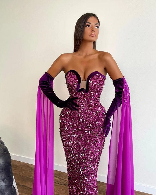 A7568 DRESS LADIFASHION WOMAN BLAZER Noble purple pearlescent black lace edge celebrity dress feather dress